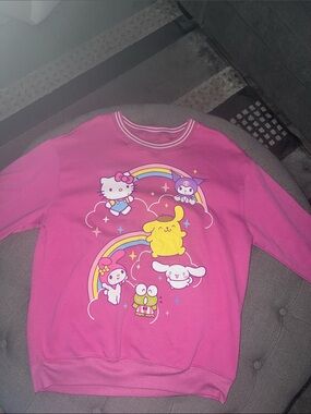 Hello Kitty and Friends Bright Pink Rainbow Character Sweatshirt